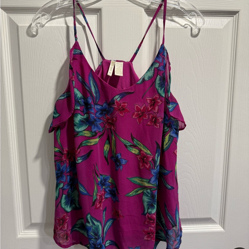 Floral Pink Spaghetti Strap Top